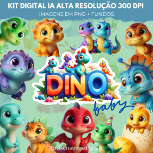 DINO BABY 3D - Kit Digital IA PNG
