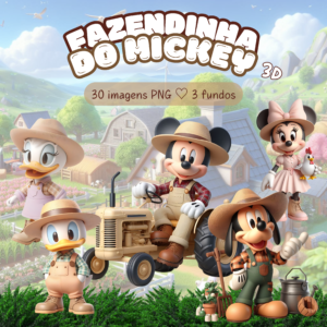 FAZENDINHA DO MICKEY BEGE 3D - Kit Digital IA PNG