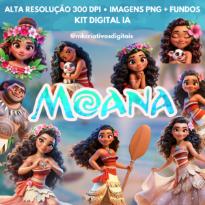 MOANA ADULTA 3D - Kit Digitais IA PNG