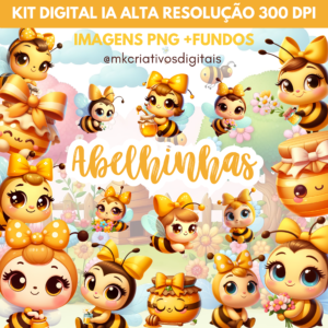 ABELHINHAS 3D - Kit Digital IA PNG
