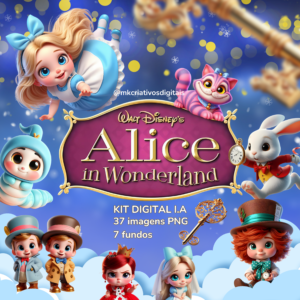 ALICE NO PAÍS DAS MARAVILHAS BABY 3D - Kit Digital IA PNG