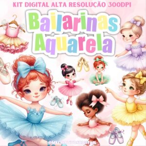 BAILARINAS AQUARELA - Kit digital IA PNG