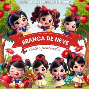 BRANCA DE NEVE VERSÃO PENTEADOS - Kit digital IA PNG