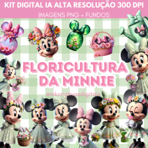 FLORICULTURA DA MINNIE VERDE - Kit Digital IA PNG