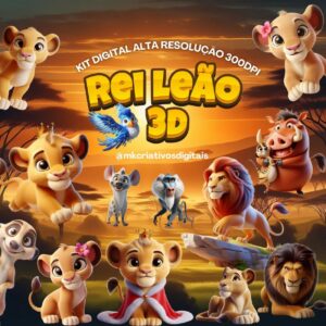REI LEÃO 3D - Kit digital IA PNG