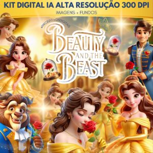 A BELA E A FERA 3D - Kit digital IA PNG
