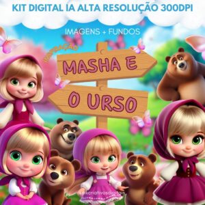 MASHA E O URSO 3D - Kit digital IA PNG