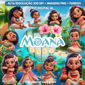 MOANA BABY 3D - Kit Digital IA PNG