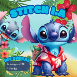 STITCH AQUARELA - Kit Digital IA PNG