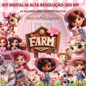 FAZENDINHA ROSA 3D - Kit Digital IA PNG