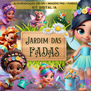 JARDIM DAS FADAS 3D - Kit Digital IA PNG