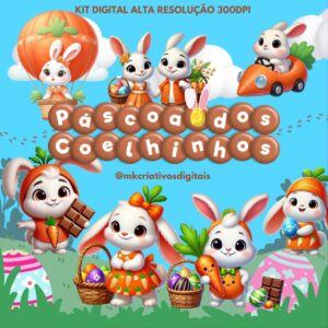 PÁSCOA DOS COELHINHOS - Kit digital IA PNG