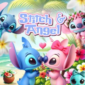 STITCH E ANGEL 3D - Kit digital IA PNG