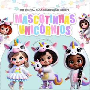 MASCOTINHAS UNICÓRNIO - Kit digital IA PNG