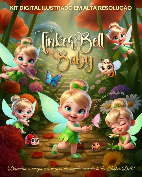 TINKER BELL BABY 3D – Kit digital IA PNG – MK Criativos Digitais