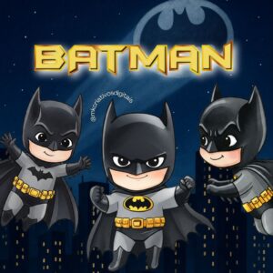 BATMAN BABY AQUARELA - Kit digital IA PNG