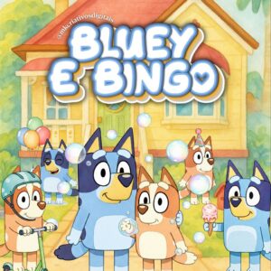 BLUEY E BINGO AQUARELA - Kit digital IA PNG